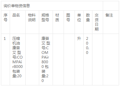 江西分宜發(fā)電廠(chǎng)壓縮機(jī)油（三次）采購(gòu)詢(xún)價(jià)詢(xún)價(jià)公告